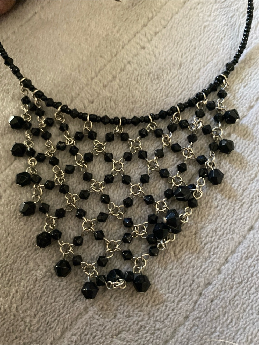 Black Beaded Statement Necklace - Unbranded